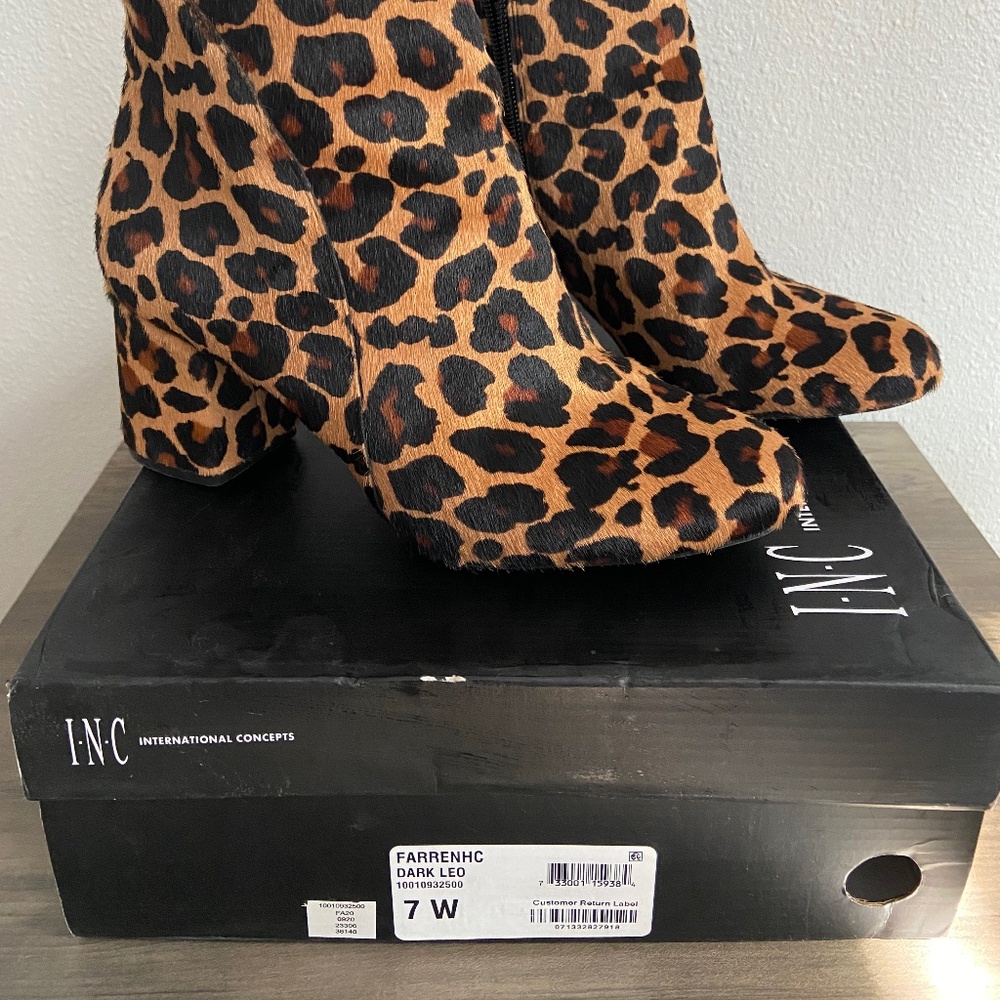 Women’s Inc Floriann Block Heel Leopard Print Boo… - image 6